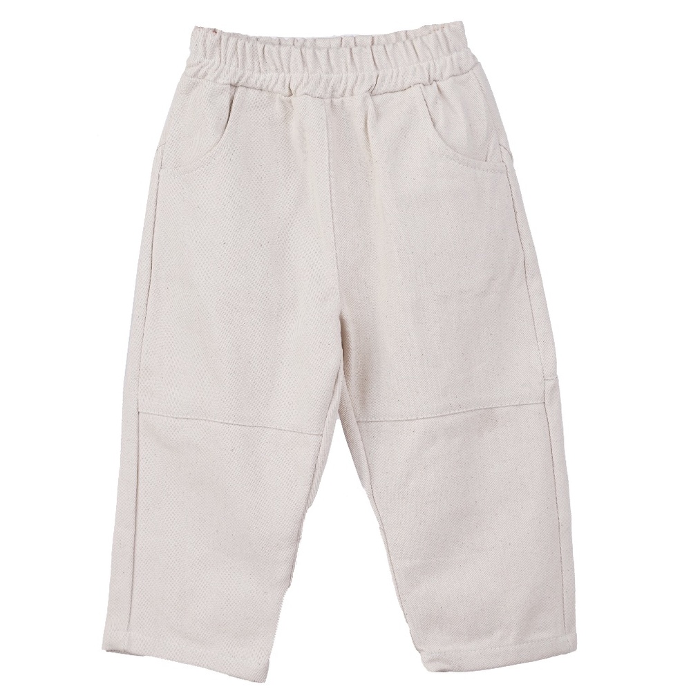 Toddler Boys Girls Unisex Baggy Tapered Fit Denim Trousers Pants Ivory Beige